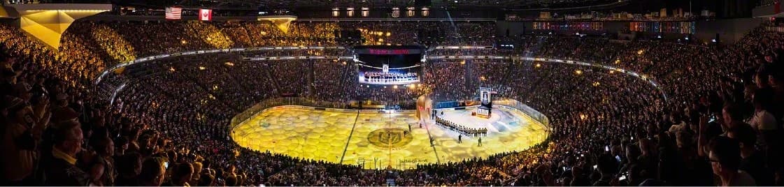 Vegas Golden Knights championship banner raising panorama